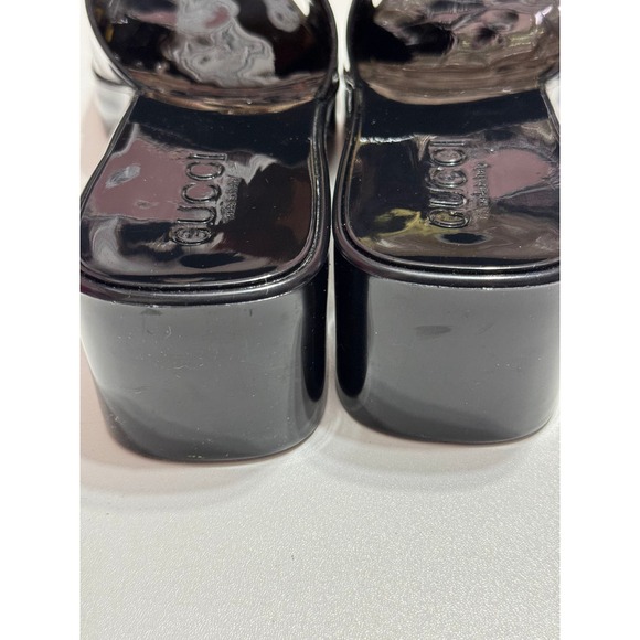 Gucci Rubber Logo Platform Slide Sandal in Black Size 37 Slip-On Open Toe - Picture 9 of 16